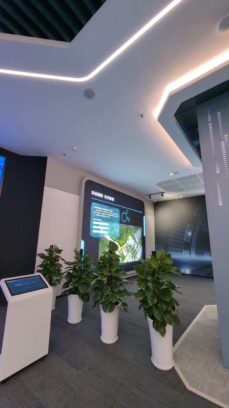 Innovation centre interior with energy planning displays